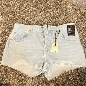Levi's 501 Button-Fly Light Blue Distressed Jean Shorts